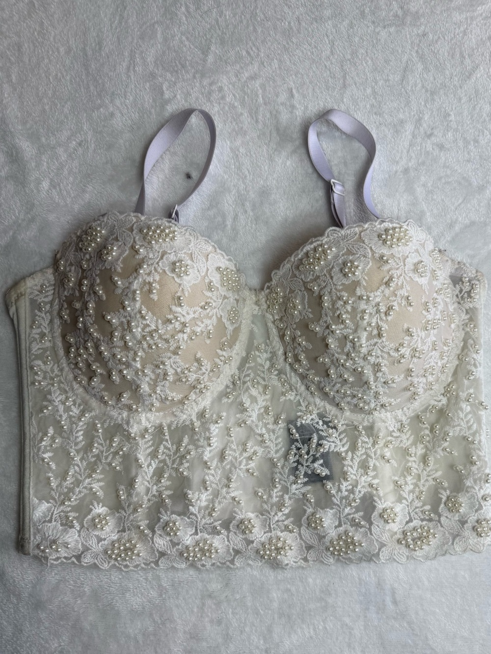 Windsor Pearl Lace Bustier Corset Top XS White Bridal Coquette Fairycore - Picture 2 of 7